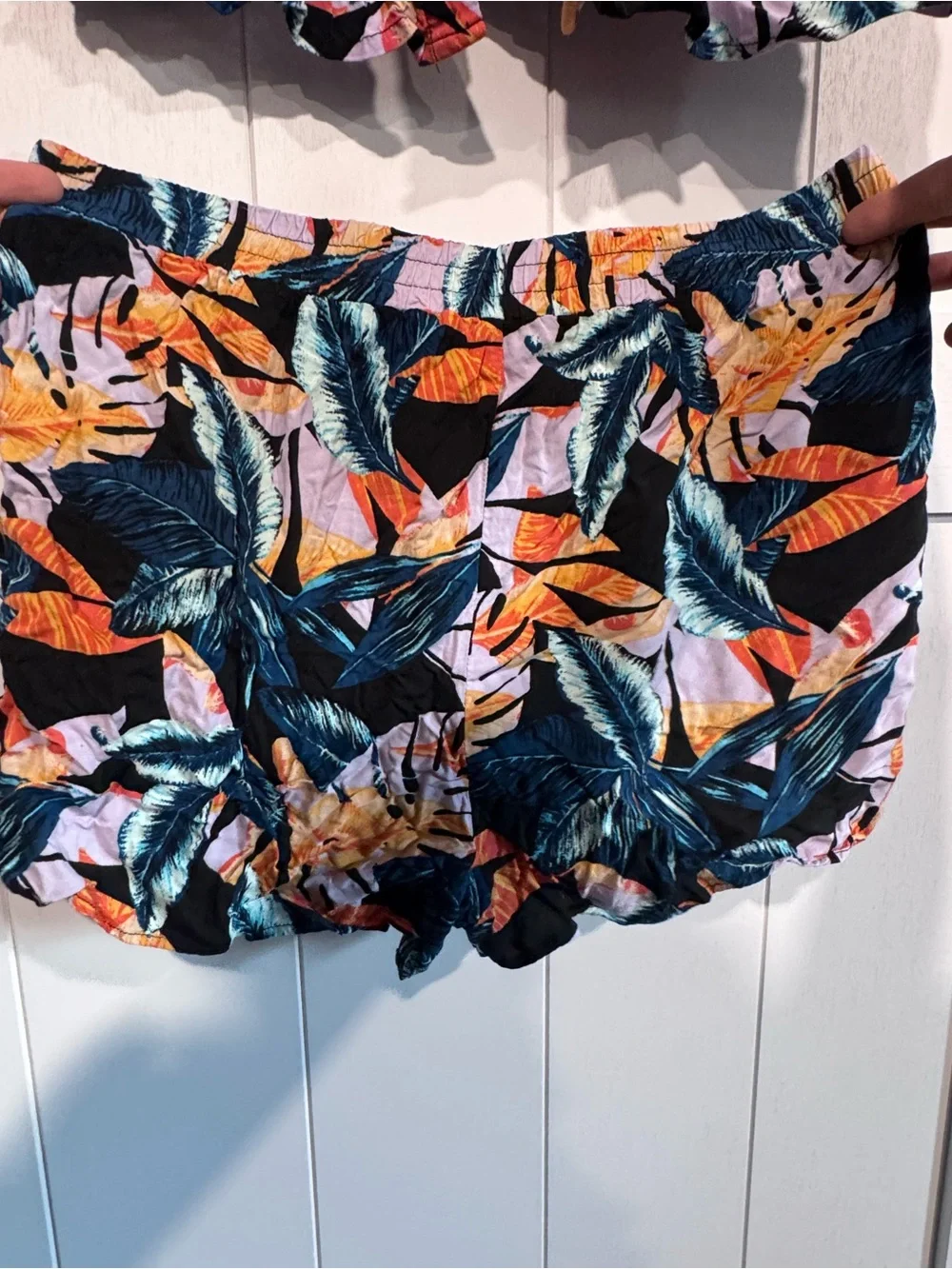 Tropical Floral Two-Piece Button Shirt & Shorts Set - Navy, Orange, Purple
